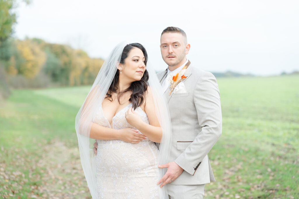 bride and groom wedding portrait, essex wedding photographer tracey davies, the barn 