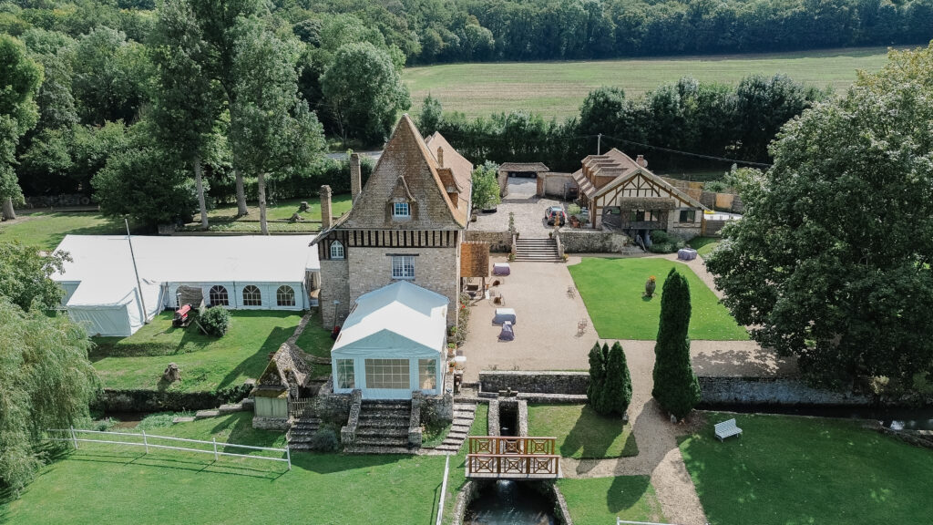 drone footage of manoir des foulons, France. Tracey Davies Photography.  