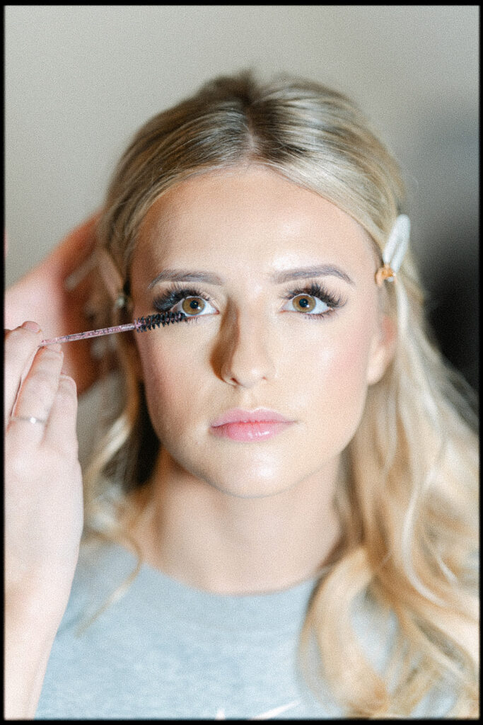 Model Emma Hayes in Make Up by Flawless Faces Essex at Layer Marney Tower wedding styled shoot. Fine Art Wedding Photographer Tracey Davies Photography. 