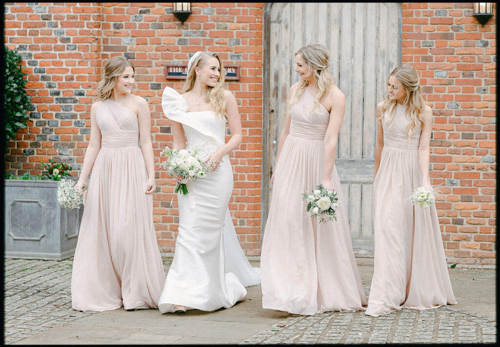 Bride and Bridesmaids Layer Marney Tower. Veni Infantino Dress. Fine Art Weddings Tracey Davies Photography Essex. 