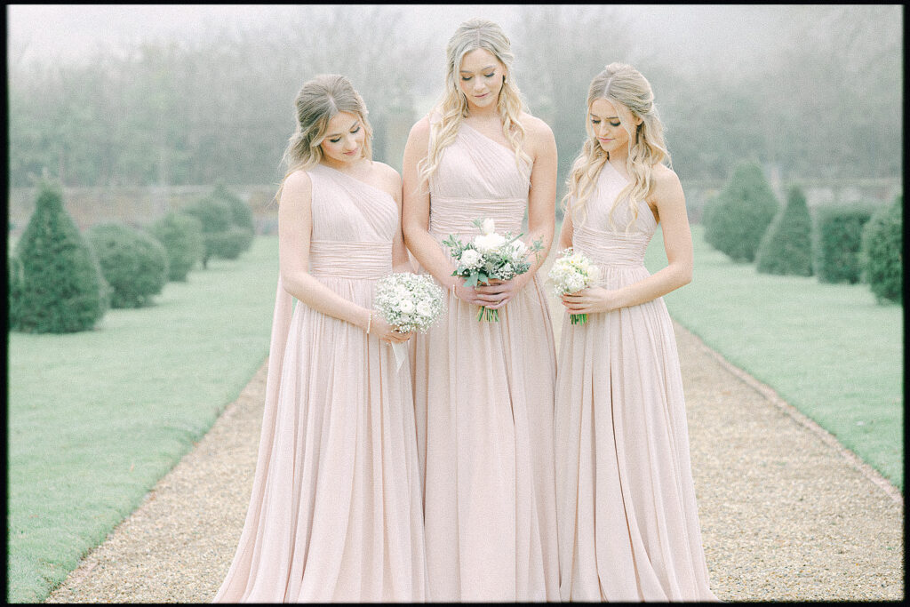 Bridesmaid Models in Amara Bridesmaid Studio dresses. Layer Marney Tower. Fine Art wedding styled shoot Essex. Tracey Davies Photography. 