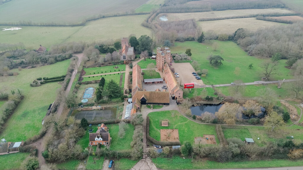 Layer Marney Tower, Colchester by Drone Photography. Wedding photographer Tracey Davies Photography. Essex. 