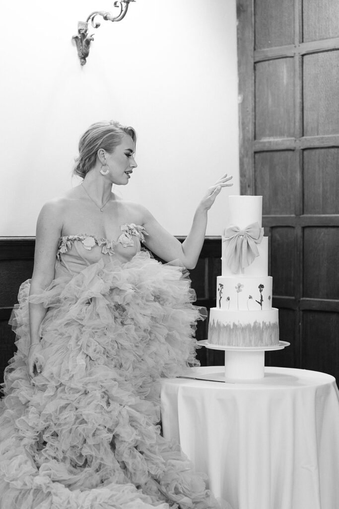 The Iced Vegan Wedding Cake and Millia London Bride. Styled Shoot at Layer Marney Tower. Fine Art Wedding Tracey Davies Photography. Luxury Weddings Essex. 